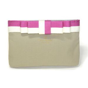 KATE SPADE（ケイトスペード） BARROW STREET リボンモチーフ キーリング付き コインケース 小銭・小物入れ ベージュ／ピンク／ホワイト PWRU2868 250 Beige