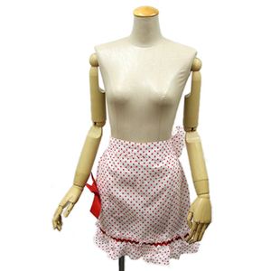 ジェシースティール Black Label セレブ愛用♪オシャレでキュートなハーフ・ファッションエプロン☆ Red Polka Organdy ドット柄 ホワイト×レッド 113-JS-179