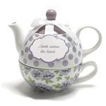 ジェシースティール セレブ愛用♪キュートなティーポット＆カップ・セット☆Tea for One 「Aunt」 Purple Botanical Floral（パープル・ボタニカル・フローラル） 49006