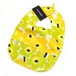 marimekko（マリメッコ） MINI-UNIKKO Bib ウニッコ柄 オイルクロス ベビー用スタイ ポケット付 よだれかけ ホワイト×イエロー 64770 20 white／lime