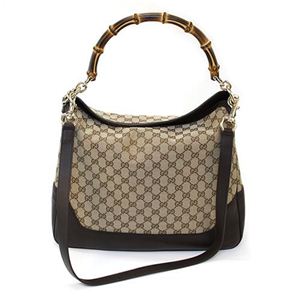 Gucci（グッチ） DIANA バンブーディテール GGファブリック バンブーハンドル ショルダーバッグ ベージュ／エボニー 282315 FWCGG 9643