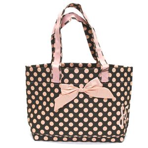 ジェシースティール リボン付 トートバッグ ショッピングバッグ Brown＆Pink Polka Dots ドット柄 ブラウン×ピンク 810-JS-94J