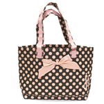 ジェシースティール リボン付 トートバッグ ショッピングバッグ Brown＆Pink Polka Dots ドット柄 ブラウン×ピンク 810-JS-94J