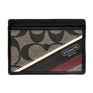 Coach（コーチ） ヘリテージ ストライプ メンズ カードケース／名刺入れ アイボリー／ブラック 74223 IY／BK