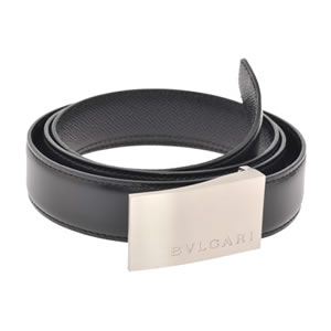 Bvlgari（ブルガリ） Bvlgari plate メンズ ベルト ブルガリプレート ブラック 26314 LEATHER BLACK