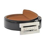Bvlgari（ブルガリ） ロゴ刻印バックル付 スムースレザー メンズベルト ブラック 21276 SMOOTH／LEATHER／BK