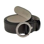 Bvlgari（ブルガリ） WEEKEND ウィークエンド ロゴ刻印ラウンドバックル付 メンズベルト ダークグレー×ブラック 32687 CANVAS／BLK