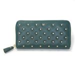 Anya Hindmarch（アニヤハインドマーチ） Studded Heart Joss ハートスタッズが両面にちりばめられたキュートなラウンドファスナー長財布 ピーコックグリーン 50509257 13580 Holly