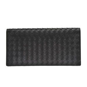 BOTTEGA VENETA（ボッテガヴェネタ） イントレチャート ファスナー付長財布 カーフレザー ブラック 156819-V4651 1000