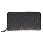 BOTTEGA VENETA（ボッテガヴェネタ） イントレチャート ラウンドファスナー長財布 シープスキン トルマリンネイビー 275064-V001N 4014