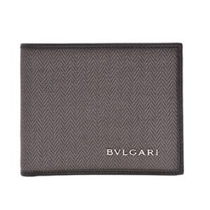 Bvlgari（ブルガリ） WEEKEND ウィークエンド 小銭入れ無し 二つ折り財布 ダークグレー×ブラック 32580 CANVAS／BLK