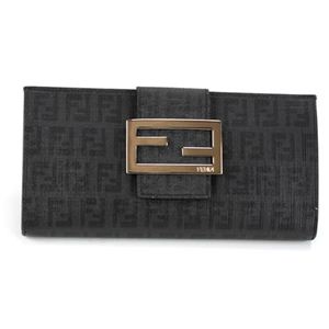 Fendi（フェンディ） ZUCCA ズッカ柄 FFロゴ Wホック 二つ折り長財布 ブラック 8M0032 YG1 F0KUR BLACK