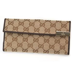 Gucci（グッチ） GGキャンバス Wホック長財布 ベージュ・ダークブラウン 257012 FAFXG 9643