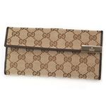 Gucci（グッチ） GGキャンバス Wホック長財布 ベージュ・ダークブラウン 257012 FAFXG 9643