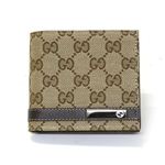 Gucci（グッチ） オリジナルGG／GGファブリック メタルバー 小銭入れ付 二つ折り財布 ベージュ／ココア 233102 FAFXR 9643