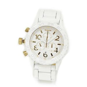 NIXON（ニクソン） THE 42-20 CHRONO（フォーティーツートゥエンティー・クロノ） ゴールドの差し色が映えるモテ系ウオッチ【ホワイト系】【クロノグラフ】【200m防水】 A037-1035