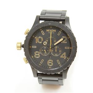 NIXON（ニクソン） THE 51-30 CHRONO（フィフティーワンサーティー・クロノ） つや消しマットブラックにゴールドの差し色が映えるモテ系ウオッチ【ブラック系】【300m防水】【クロノグラフ】 A083-1041