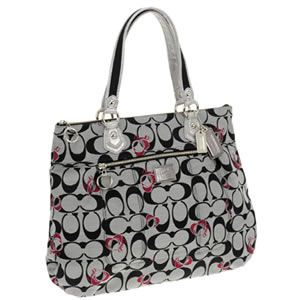Coach（コーチ） POPPY ポピー シグネチャー グラム トートバッグ ブラックホワイト／シルバー 18711 SBWSV
