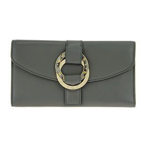 Bvlgari（ブルガリ） 三つ折り長財布 カーフレザー グレー 33739 CALF／SGY