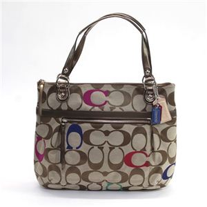 Coach（コーチ） POPPY ポピー シグネチャー グラム ショルダー・トートバッグ カーキ／マルチカラー／ブロンズ 21184 SV／MC