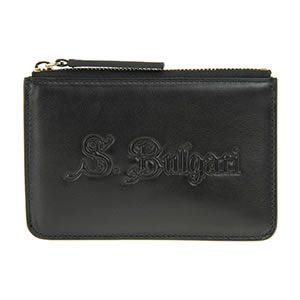 Bvlgari（ブルガリ） S.BULGARI ロゴ型押し キーリング付 コインケース マルチポーチ ブラック 32572 CALF／BLK