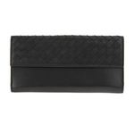BOTTEGA VENETA（ボッテガヴェネタ） イントレチャート Wホック 二つ折り長財布 ラムスキン ブラック 134075-VN571 1000