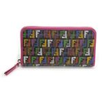 Fendi（フェンディ） LAMPO ZUCCA ランポ ズッカ柄 FFロゴ ラウンドファスナー長財布 マルチカラー×フーシャピンク 8M0299 00G2N F0XXU TABACCO MILK FUXIA