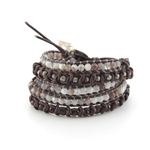 CHAN LUU（チャンルー） 5ラップブレスレット ナチュラルグレーレザーにボツワナアゲート、アンティークシルバービーズをミックス BS-3217 BGT／MXNG