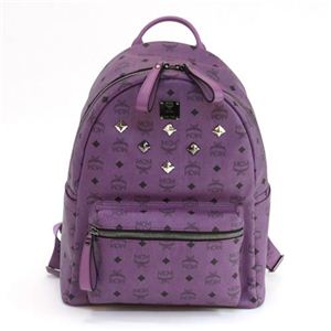 MCM（エムシーエム） スタッズ付 MCMロゴ バックパック リュックサック ミディアム パープル MMK 2AVE01 PURPLE