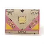 MCM（エムシーエム） スタッズ付 MCMロゴ カードケース 名刺入れ ベージュ／イエロー／ピンク MYA 2SVI74 PK YELLOW／PINK