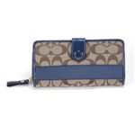 Coach（コーチ） シグネチャー ストライプ ラウンドファスナー長財布 カーキ／コバルト F47718 B4A93