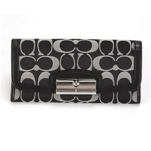 Coach（コーチ） クリスティンシグネチャーサットン 二つ折り長財布 ブラックホワイト／ブラック F48981 SBWBK