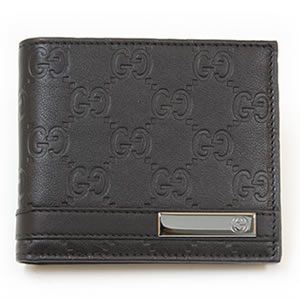 Gucci（グッチ） グッチシマ GGロゴメタルバー 二つ折り財布 小銭入れ無し ブラック 233100 AA61R 1000