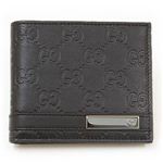 Gucci（グッチ） グッチシマ GGロゴメタルバー 二つ折り財布 小銭入れ無し ブラック 233100 AA61R 1000