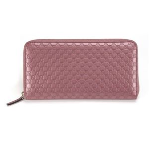 Gucci（グッチ） マイクログッチシマ ラウンドファスナー トラベルドキュメントケース 長財布 シャイニーダークピンク 295833 AW15G 6224