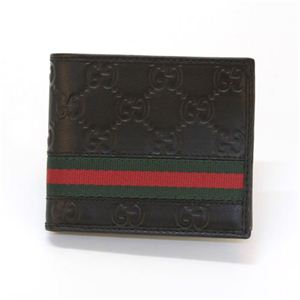 Gucci（グッチ） グッチシマ ウェブ 二つ折り財布 小銭入れ無し ブラック 138042 A0VBR 1060
