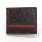 Gucci（グッチ） グッチシマ ウェブ 二つ折り財布 小銭入れ無し チョコレート 138042 A0VBR 2061