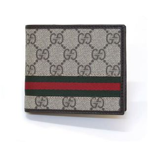 Gucci（グッチ） GGプラス ウェブ 二つ折り財布 小銭入れ無し ベージュ／ココア 138042 KGD8R 9791
