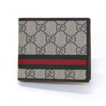 Gucci（グッチ） GGプラス ウェブ 二つ折り財布 小銭入れ無し ベージュ／ココア 138042 KGD8R 9791