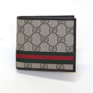 Gucci（グッチ） GGプラス ウェブ 小銭入れ付 二つ折り財布 ベージュ／ココア 138073 KGD8R 9791