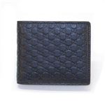 Gucci（グッチ） マイクログッチシマ 二つ折り財布 小銭入れ無し ブルー 14575 4BMJ1R 4009