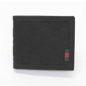 Gucci（グッチ） ラバーグッチシマ ウェブループ付 二つ折り財布 小銭入れ無し ブラック 225826 AF66N 1060