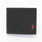 Gucci（グッチ） ラバーグッチシマ ウェブループ付 二つ折り財布 小銭入れ無し ブラック 225826 AF66N 1060