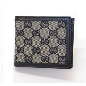 Gucci（グッチ） オリジナルGG 二つ折り財布 小銭入れ無し ベージュ／ブルー 225826 F4C7R 4075
