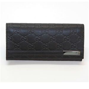 Gucci（グッチ） グッチシマ GGロゴメタルバー 小銭入れ付 二つ折り長財布 ブラック 233112 AA61R 1000