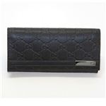 Gucci（グッチ） グッチシマ GGロゴメタルバー 小銭入れ付 二つ折り長財布 ブラック 233112 AA61R 1000