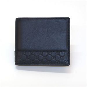 Gucci（グッチ） マイクログッチシマ×カーフ 二つ折り財布 小銭入れ無し ブルー 256408 A8WQN 4009