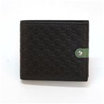Gucci（グッチ） マイクログッチシマ インターロッキングG 二つ折り財布 小銭入れ無し ブラック／グリーン 281951 BMJ2N 1071