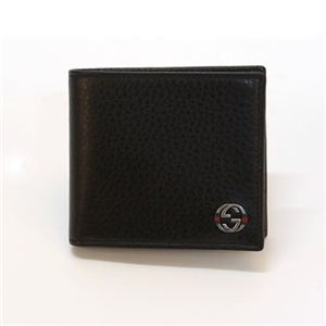 Gucci（グッチ） インターロッキングG カーフ 小銭入れ付 二つ折り長財布 ブラック 308795 A7MMN 1060