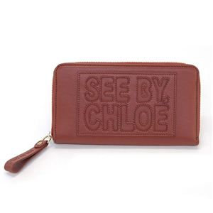 SEE BY CHLOE（シーバイクロエ） Zip File leather ラウンドファスナー長財布 コーラルオレンジ 9P7155 N199 177 TERRACOTTA
